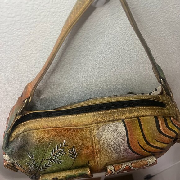 Vintage ANUSCHKA Hand-Painted Jungle Print Shoulder Bag - Picture 9 of 16